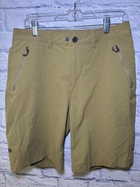 SITKA Gear Territory Shorts Khaki Brown Size 32 Nylon Hiking Stretch Zip Pocket